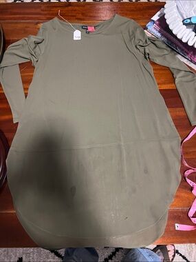 Eileen Fisher Olive Green Long Sleeve Tunic Top